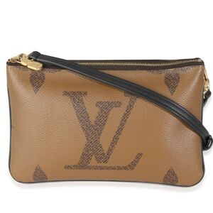 LOUIS VUITTON Pochette Double Zip Shoulder Bag Monogram Reverse; Mint Condition